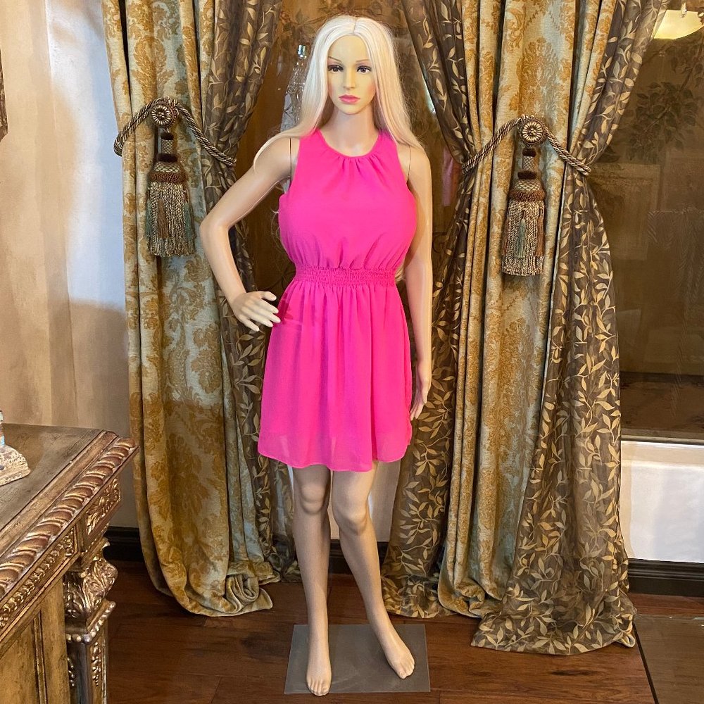 Flowy Hot Pink Halter Sundress